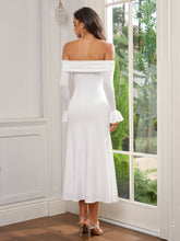 Flounce Sleeve Off Shoulder Ruched Bodycon Dress